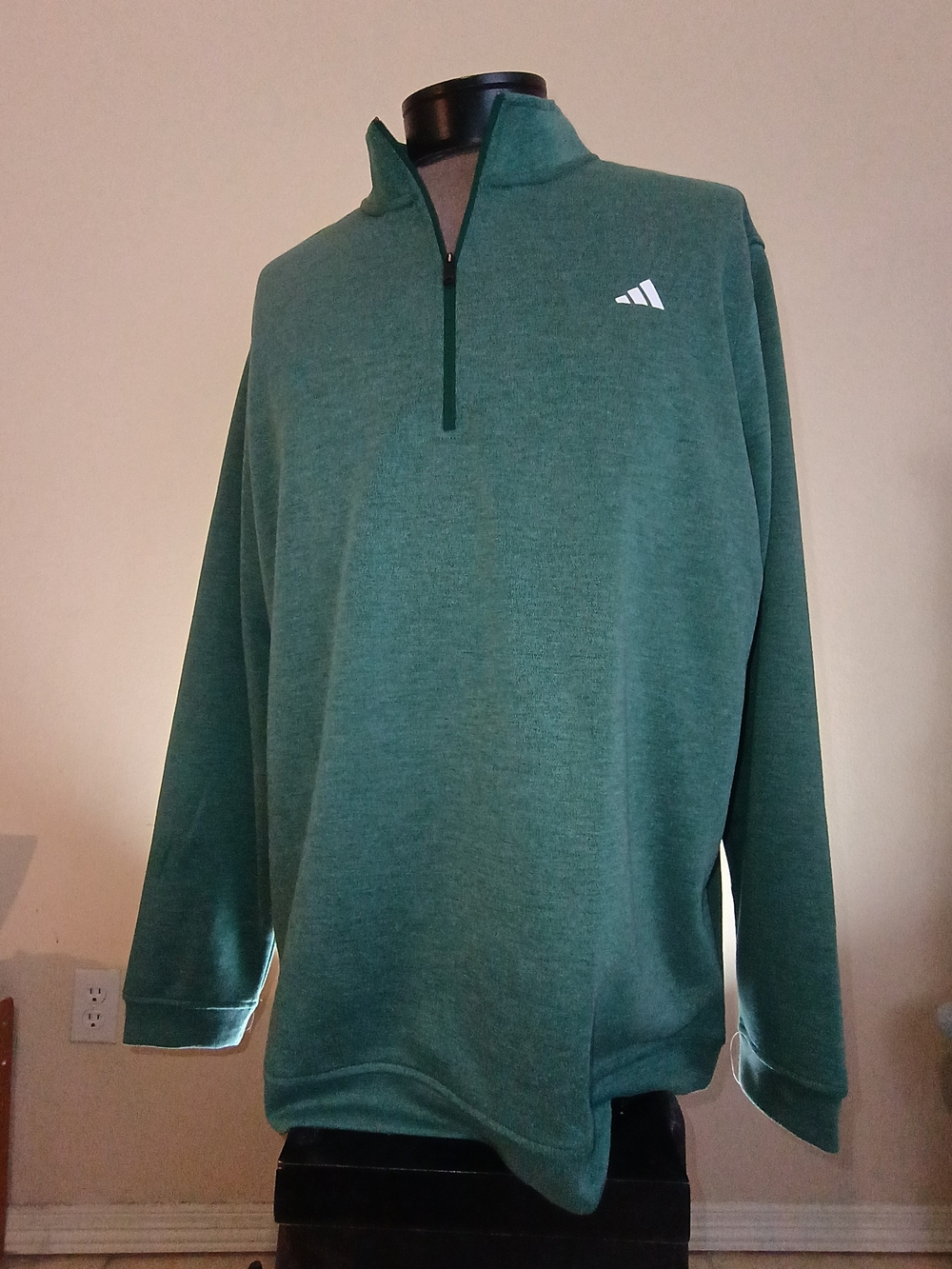 Adidas Green Quarter-Zip Pullover 2XL - Picture 2 of 4